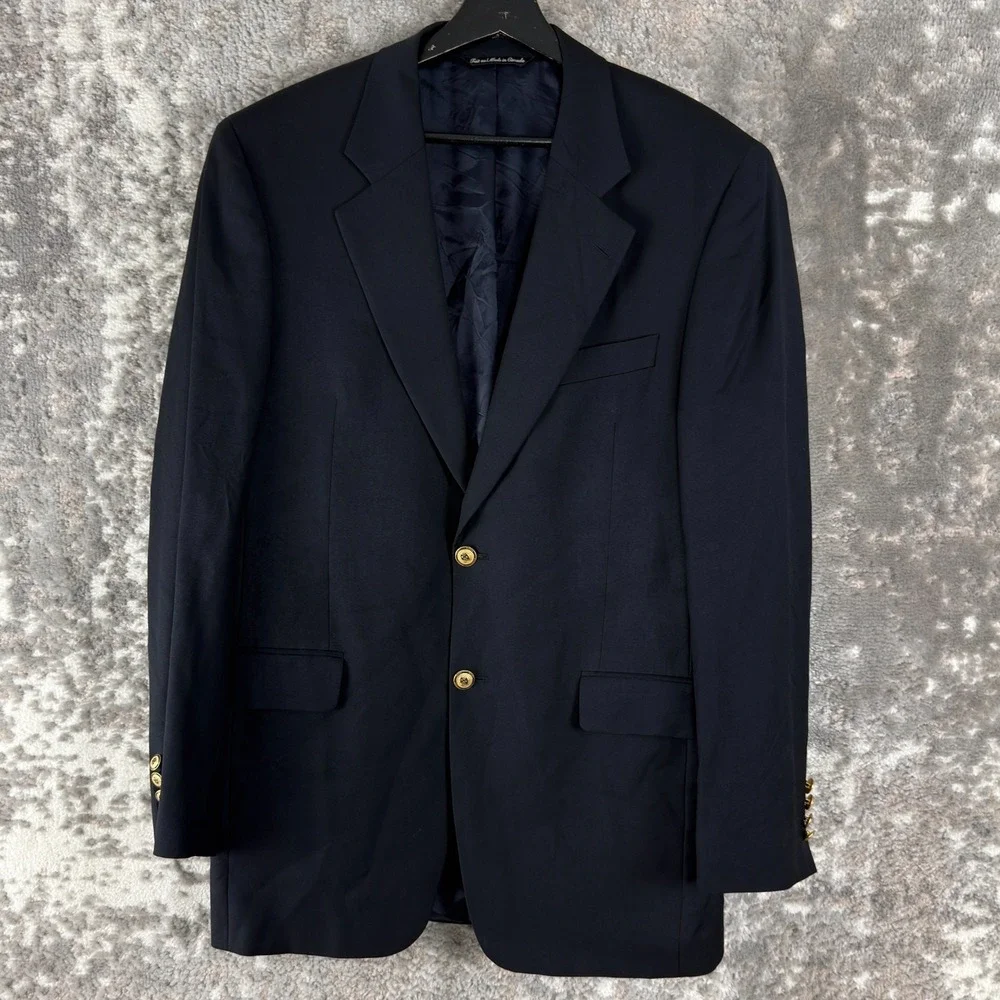 Jack Victor Size 40L Lord & Taylor Minimalist Career Notched Blazer Jacket Black